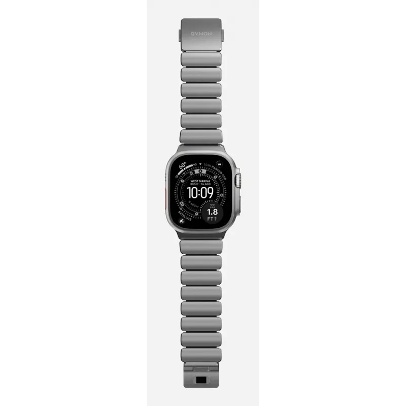 NOMAD Stratos Band - titaninis dirželis, skirtas Apple Watch 49mm su FKM (natūralus titanas, juodas FKM)