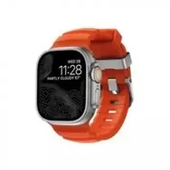NOMAD Rocky Point Band - dirželis Apple Watch 46mm/49mm su FKM ir titanu (magma, natūrali įranga)