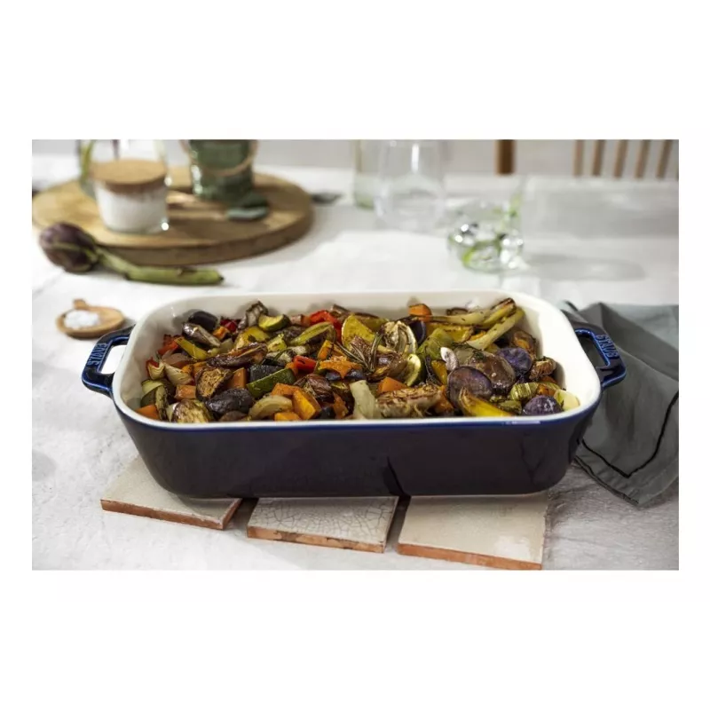 Staub Rectangular Dish Ceramic, tamsiai mėlyna, 34x24x7.6