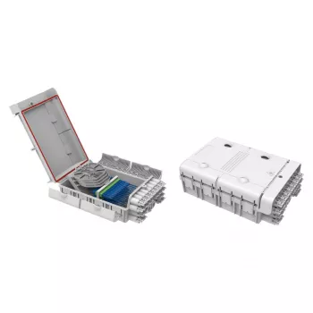 FTTH IP65 lauko optinės skaidulos jungiamoji dėžutė Gamintojas FTTH-BOX-OUT-5 48 skaiduloms, 24 adapteriams, su sujungimo dėklu