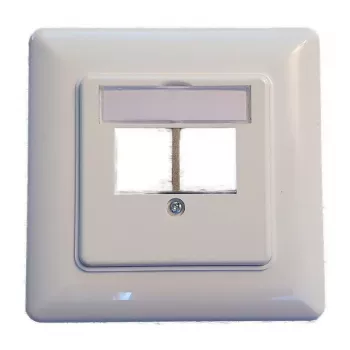 EFB Elektronik 2 vietų Keystone rėmelio rinkinys ET-25091 — tiesus DIN49075 lizdas, RAL9003 balta, 80×80 mm rėmelis su 50×50 mm centrine plokšte
