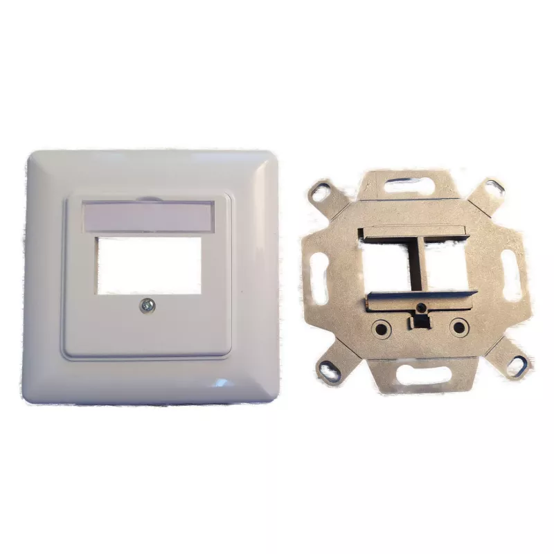 EFB Elektronik 2 vietų Keystone rėmelio rinkinys ET-25091 — tiesus DIN49075 lizdas, RAL9003 balta, 80×80 mm rėmelis su 50×50 mm centrine plokšte