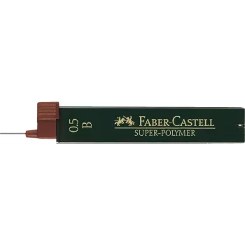 Mechaninių pieštukų grafito šerdelių papildymas Faber-Castell 0,5 mm B (2 pakuotės, juoda)