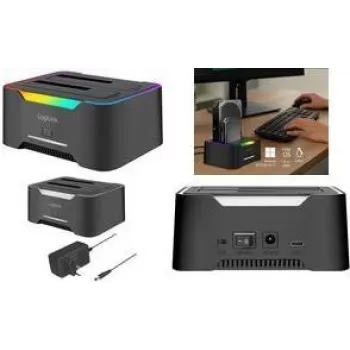 Doko stotelė LOGILINK Quickport QP0036, USB 3.2, 2 prievadų 2,5/3,5 col. SATA HDD/SSD