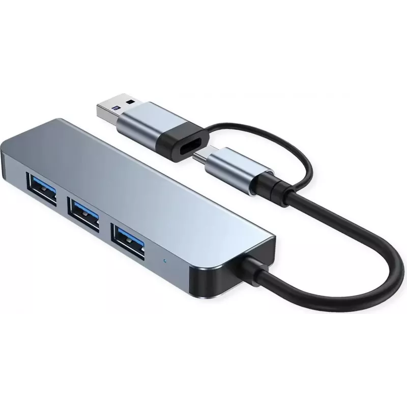 VALUE Metal Hub, 4 prievadai, USB-A+C 1x USB-A 3.0, 3x USB-A 2.0 (12.99.1145)
