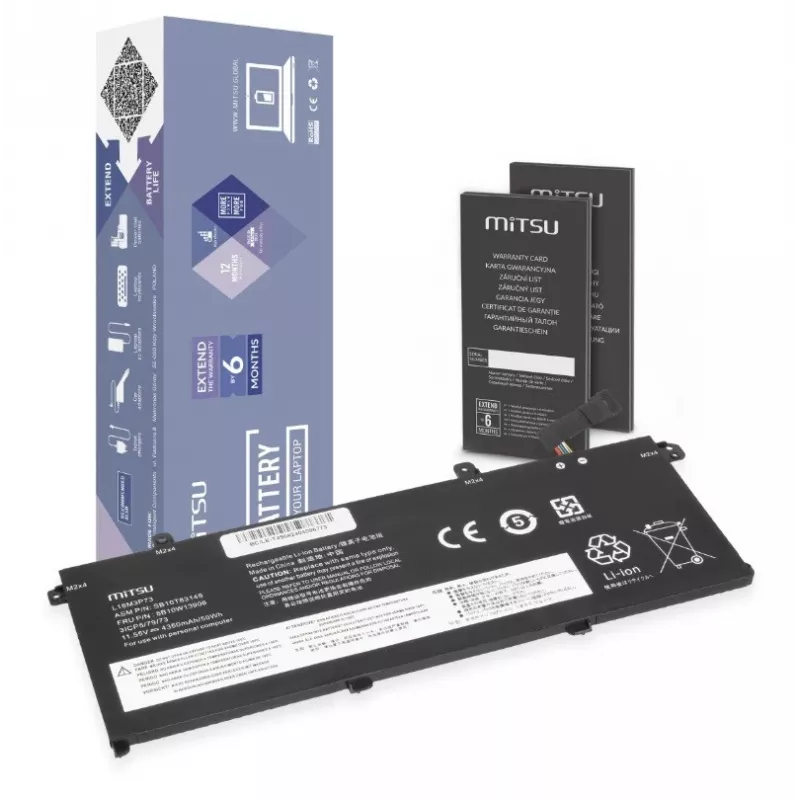 Baterija L18M3P73 Lenovo ThinkPad T490 T495 P43s P14s 4350 mAh (50 Wh) 11,55 V