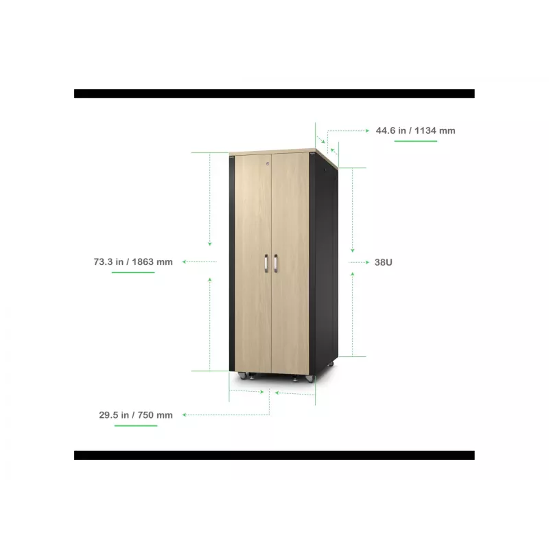 APC NetShelter - Spintelė (horizontali) - garsą izoliuojanti - AC 230 V - klevo spalvos - 38U - 48,3 cm (19 colių)