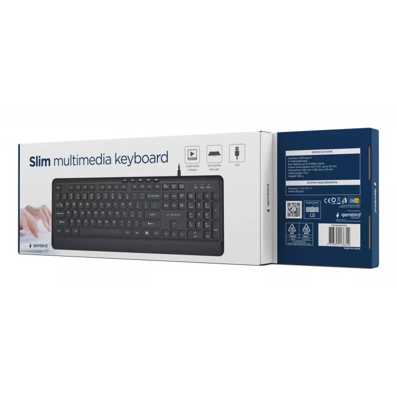 Klaviatūra Multimedia USB ENG/Juoda KB-MCH-05 Gembird