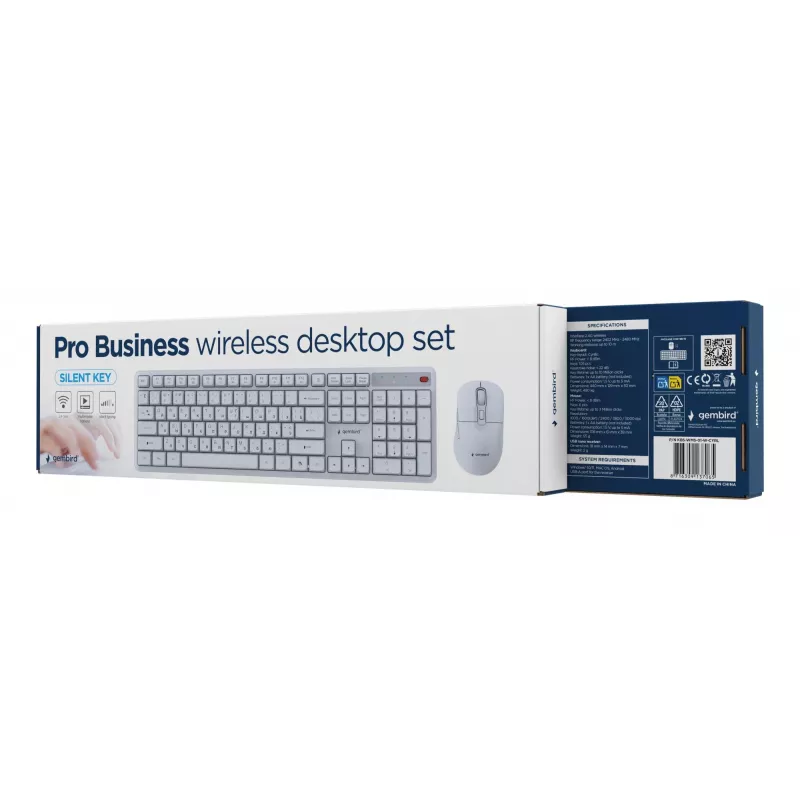 klaviatūra +pelė Wrl CYRILLIC/WHT KBS-WMS-01-W-CYRL Gembird