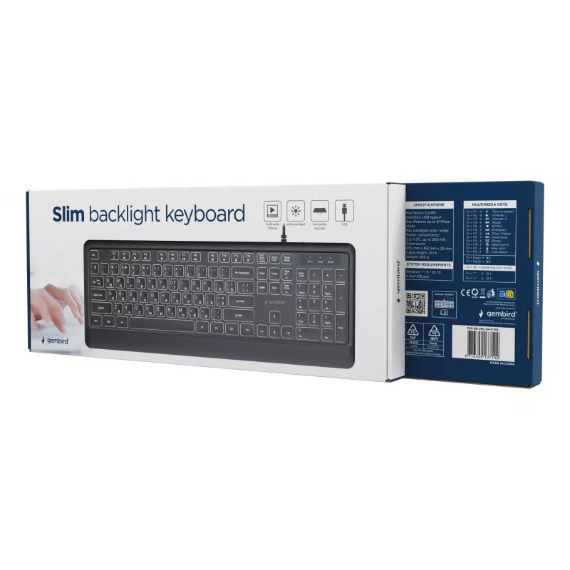Klaviatūra Multimedijos USB CYRILL/Juoda KB-UML-04-CYRL Gembird