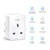 TP-Link Tapo Mini išmanusis Wi-Fi kištukinis lizdas, skirtas naudoti patalpose, baltas, namams, polikarbonatas (PC), būsenos indikatorius, CE, RoHS