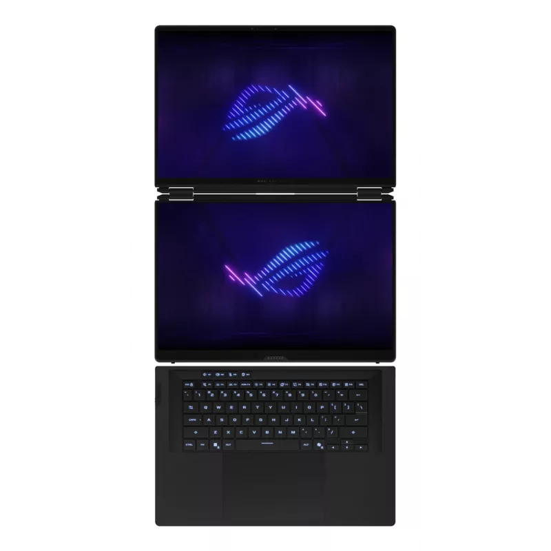 ASUS ROG Zephyrus Duo GX651AX-SR005X Intel Core Ultra 9 386H Hybrid (2-in-1) 40.6 cm (16 inch) Touchscreen WQXGA+ 64 GB LPDDR5x-SDRAM 2 TB SSD NVIDIA GeForce RTX 5090 Wi-Fi 7 (802.11be) Windows 11 Pro Pilka