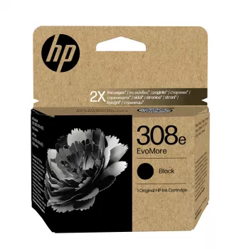 HP 308e EvoMore Juoda Originali rašalo kasetė, standartinė talpa, juoda, pigmentinis rašalas, 1 vnt., 320 puslapių, vienos pakuotės