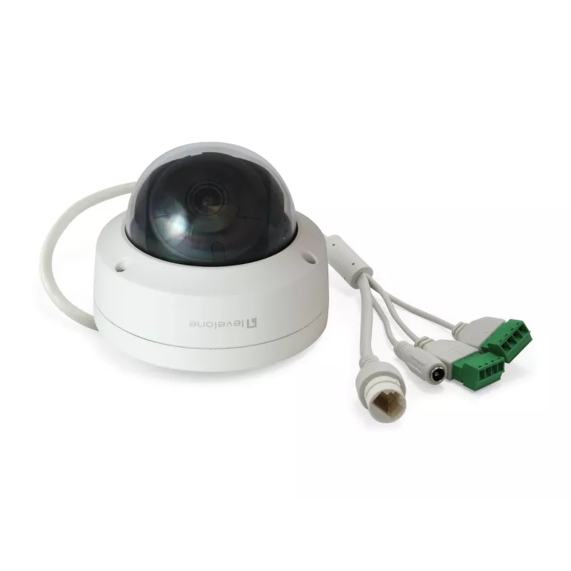 LevelOne GEMINI Fiksuoto kupolo IP tinklo kamera, 4 megapikselių, H.265, 802.3af PoE, IR šviesos diodai, vidaus/lauko