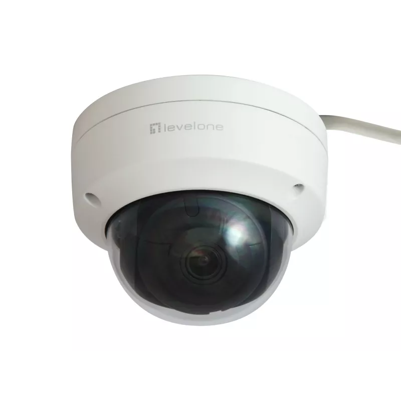 LevelOne GEMINI Fiksuoto kupolo IP tinklo kamera, 4 megapikselių, H.265, 802.3af PoE, IR šviesos diodai, vidaus/lauko