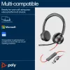 HP Poly Juodawire 8225 Stereo USB-C Headset +USB-C/A Adapter