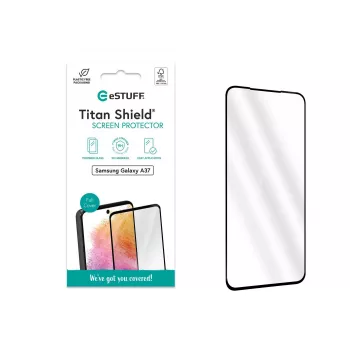 eSTUFF Samsung Galaxy A37 pilnai dengiantis ekrano apsauga. Titan Shield skaidri ekrano apsauga 1 vnt.