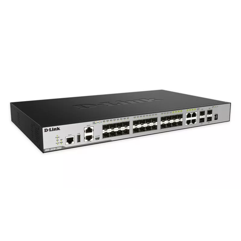 D-Link DGS-3630-28SC tinklo komutatorius Valdomas L3 1U Juoda