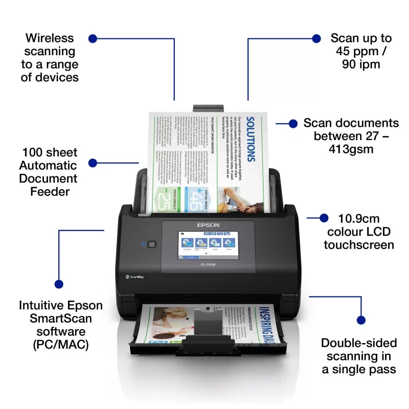 Epson WorkForce ES-590W lapinis skaitytuvas 600 x 600 DPI A4 juodas