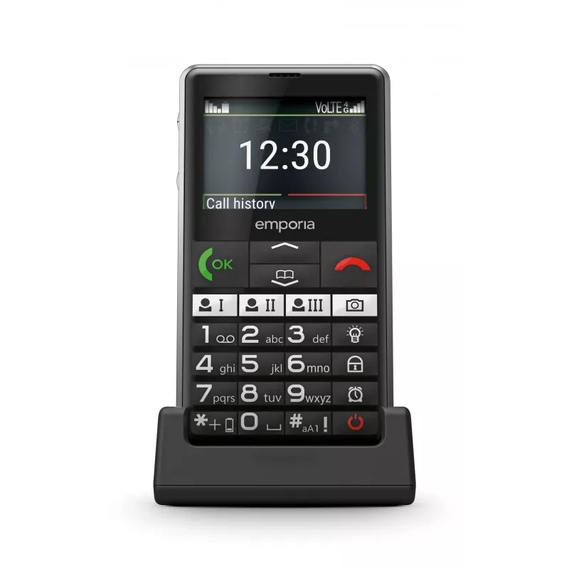 Emporia emporiaPURE-LTE 5,87 cm (2,31 colio) 107 g juodas senjorams skirtas telefonas