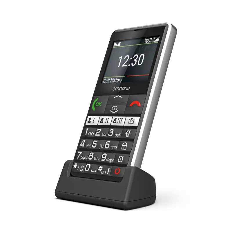 Emporia emporiaPURE-LTE 5,87 cm (2,31 colio) 107 g juodas senjorams skirtas telefonas