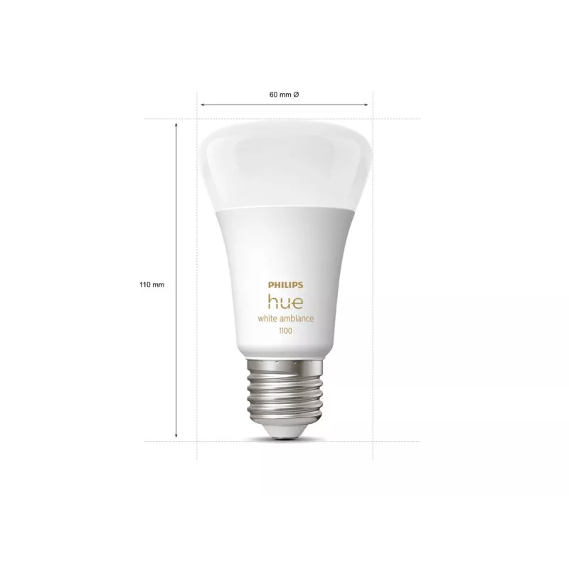 Philips Hue White ambience A60 – E27 išmanioji lemputė – 1100 (2 vnt. pakuotė)