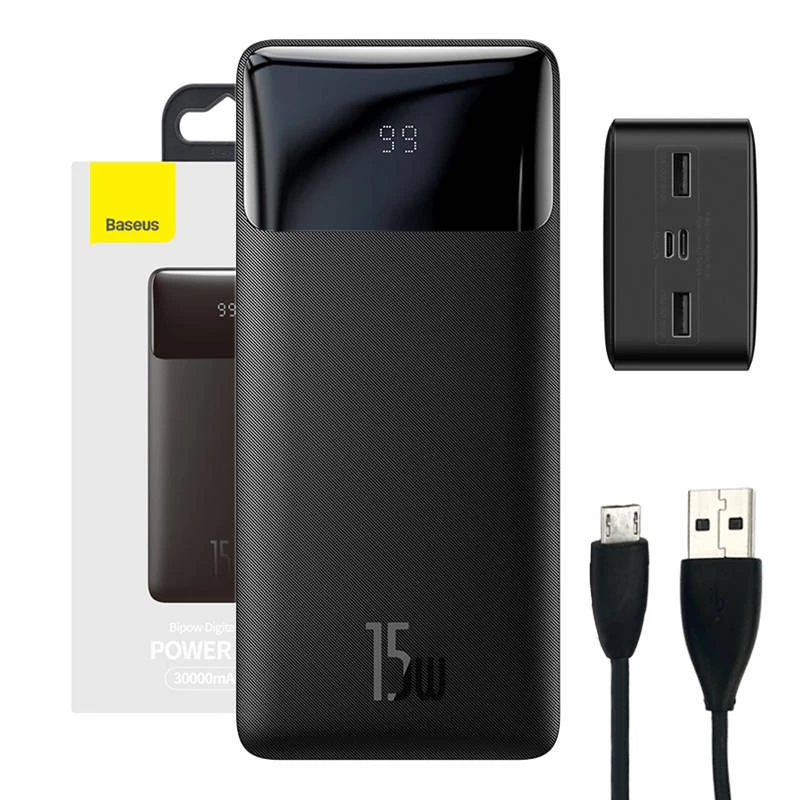 Išorinė baterija Baseus Bipow 30000mAh, 15W (juoda)
