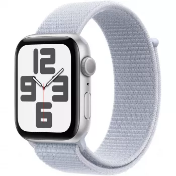 Apple Watch SE GPS 44mm aliuminio korpusas sidabrinis, Sport Loop apyrankė mėlynas debesis