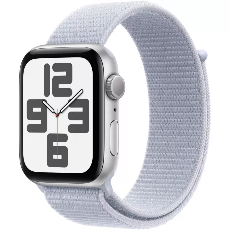 Apple Watch SE GPS 44mm aliuminio korpusas sidabrinis, Sport Loop apyrankė mėlynas debesis
