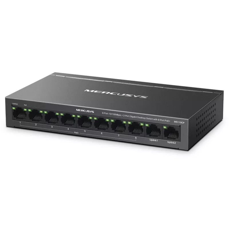 Mercusys MS110CP tinklo komutatorius PoE palaikymas juodas