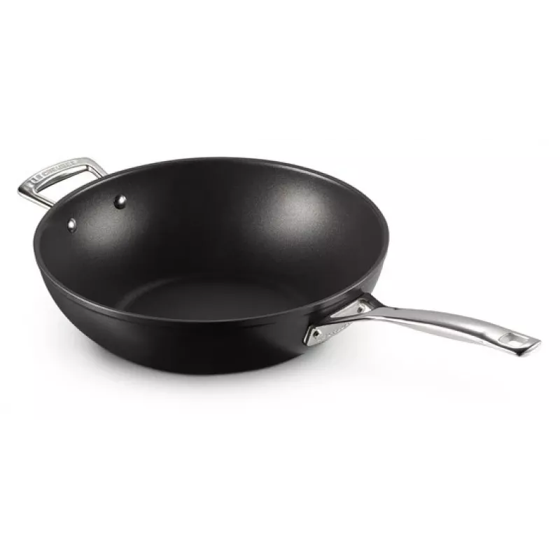 Le Creuset Toughened Non-Stick keptuvė wok 30 cm juoda/sidabrinė