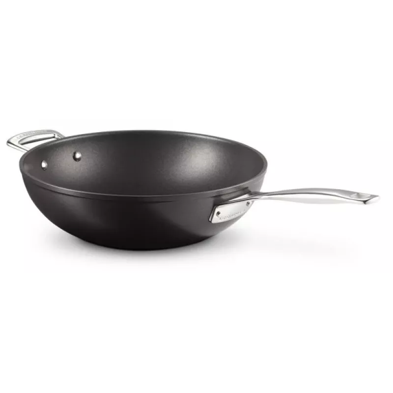 Le Creuset Toughened Non-Stick keptuvė wok 30 cm juoda/sidabrinė