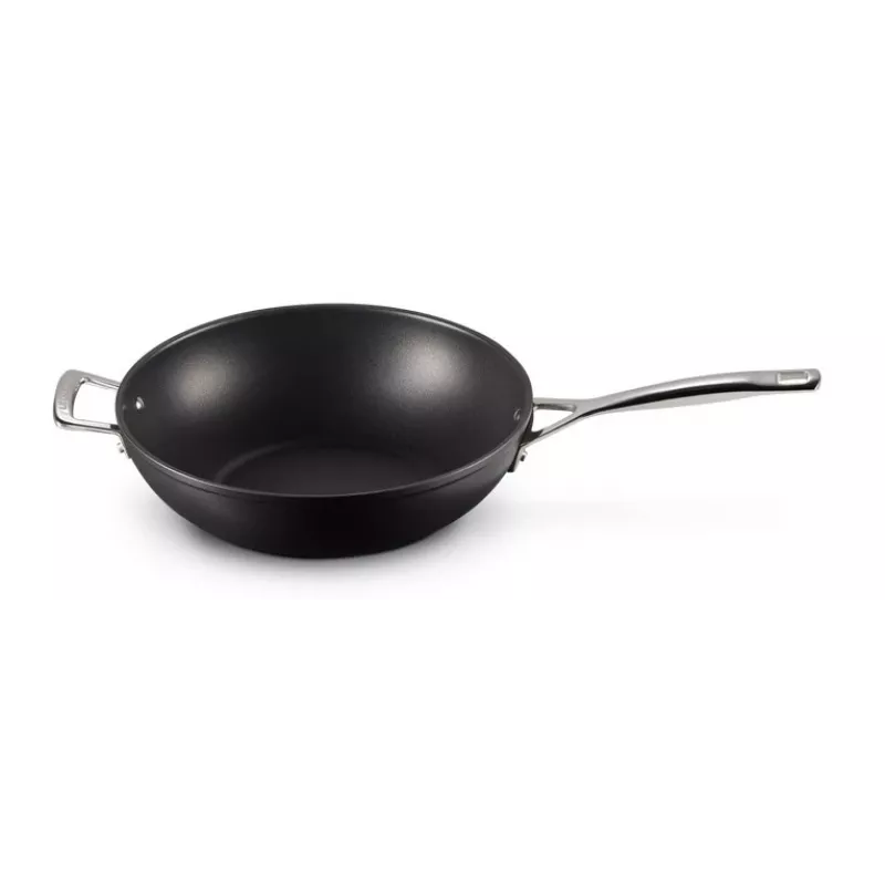 Le Creuset Toughened Non-Stick keptuvė wok 30 cm juoda/sidabrinė