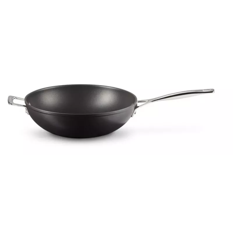 Le Creuset Toughened Non-Stick keptuvė wok 30 cm juoda/sidabrinė