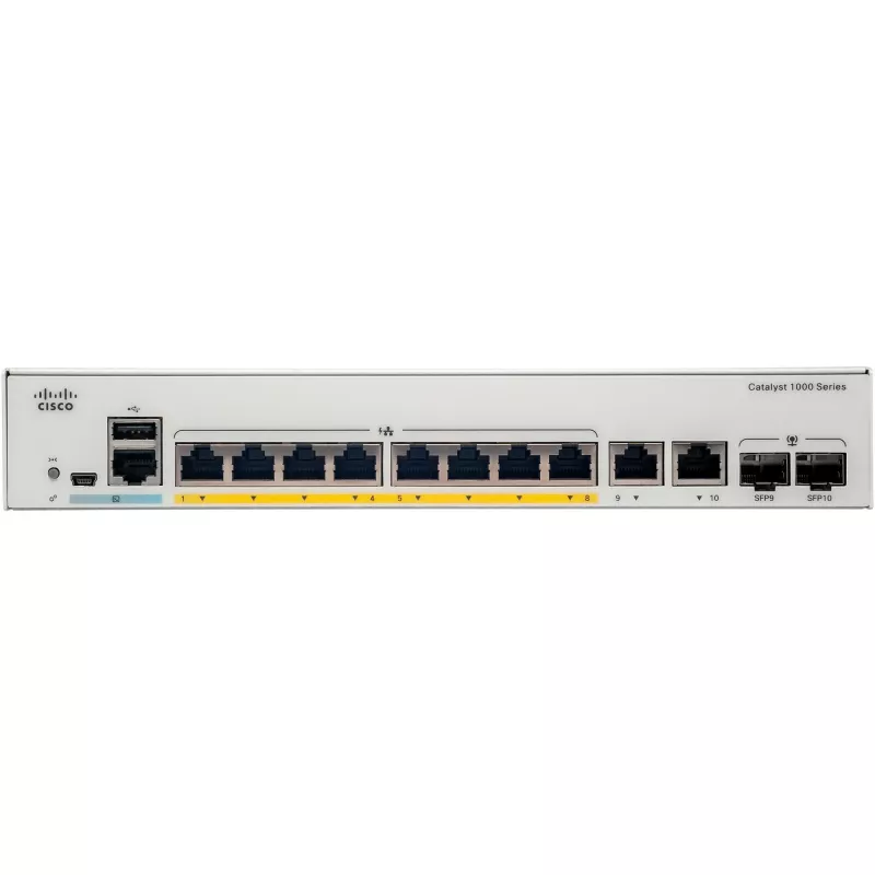 Cisco - Catalyst 1000-8T-2G-L - Switch - valdomas - 8 x 10/100/1000 + 2 x Combo Gigabit SFP (Uplink)