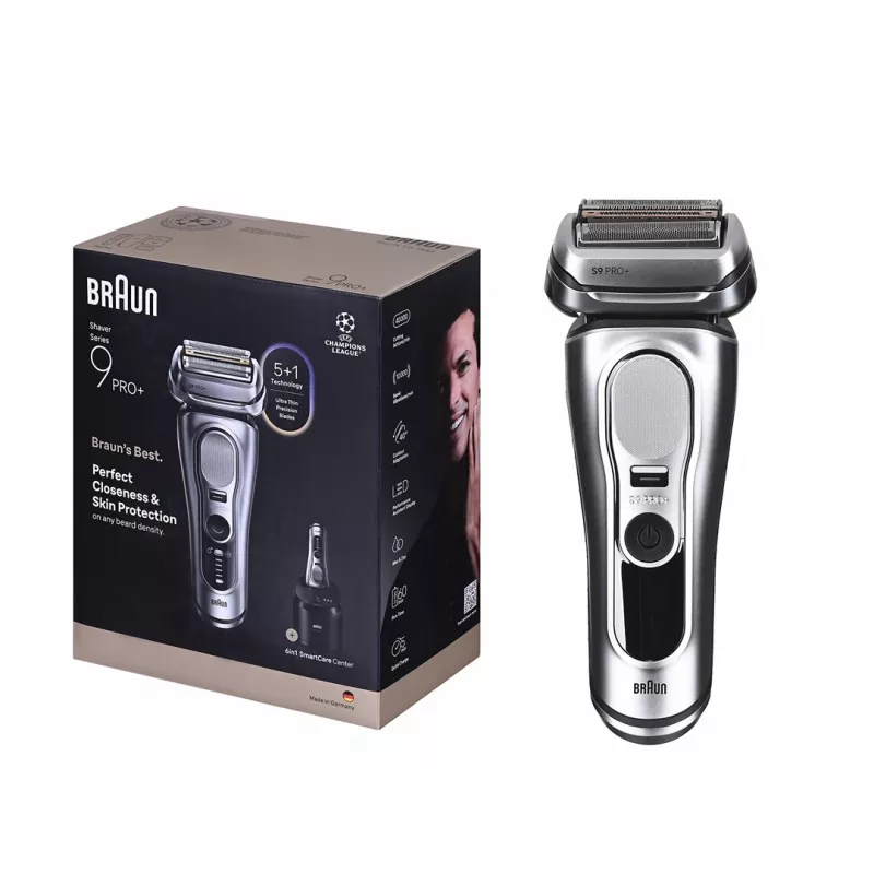 Braun Series 9 Pro+ 9667CC vyriška barzdaskutė Elektrinė barzdaskutė Plaukų kirpimo mašinėlė Sidabrinė