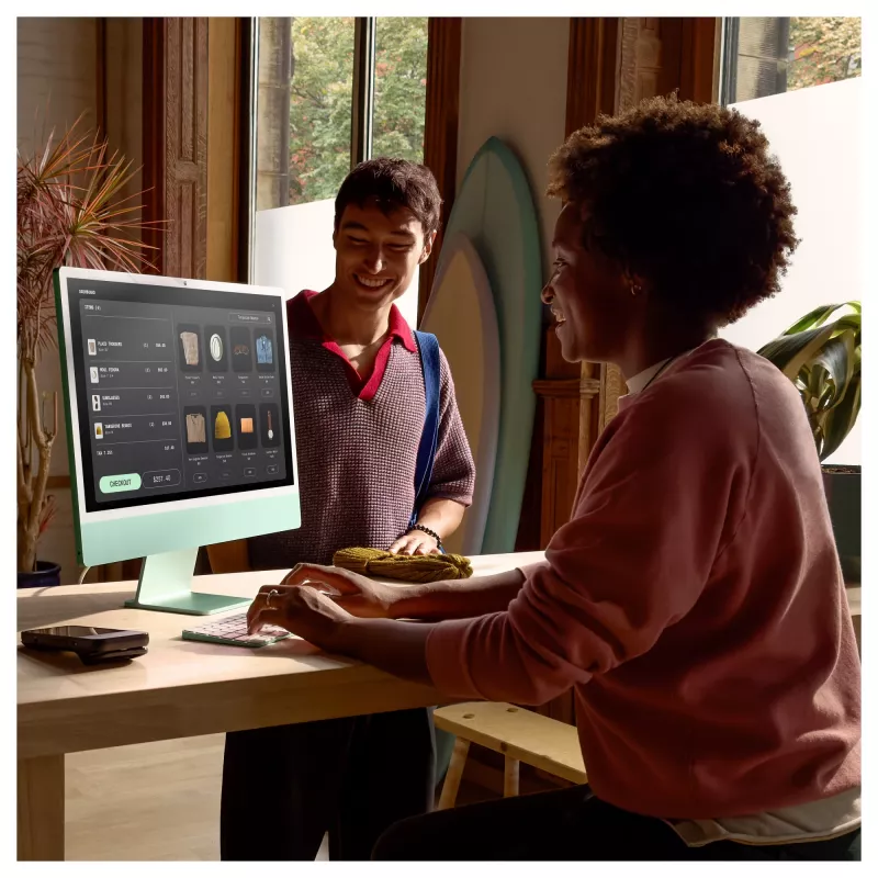 iMac Z1E2 59,62 cm 23,5 col. standartinis stiklas M4 8 branduolių CPU/8 branduolių GPU/16 branduolių N.E. 24 GB 256 GB SSD Gbit Eth MM NumKey TID DE sidabrinis