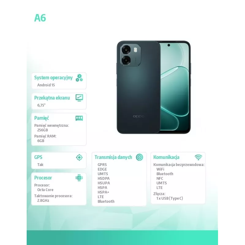 Oppo SMARTPHONE A6 6.75 - mobilusis telefonas - 256 GB