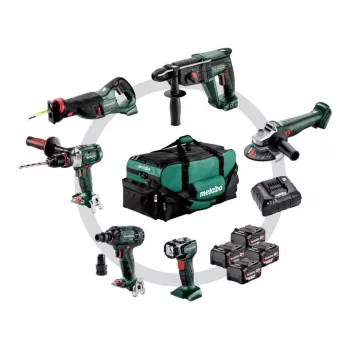 METABO rinkinys COMBO 18V 6.1 (SB18LTX +SSW18LTX300BL +KH18LTX24 +W18L9-125QUICK +SSEP18LT +ULA) 4x4,0Ah krepšys