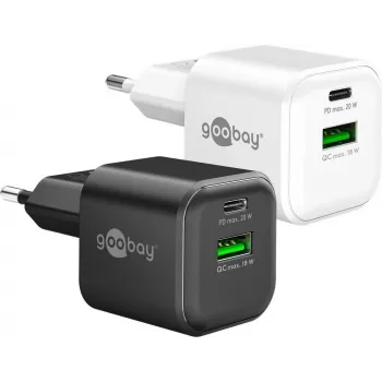 Goobay 20 W USB-C PD GaN dvigubas greitasis įkroviklis Nano juodas (79620)