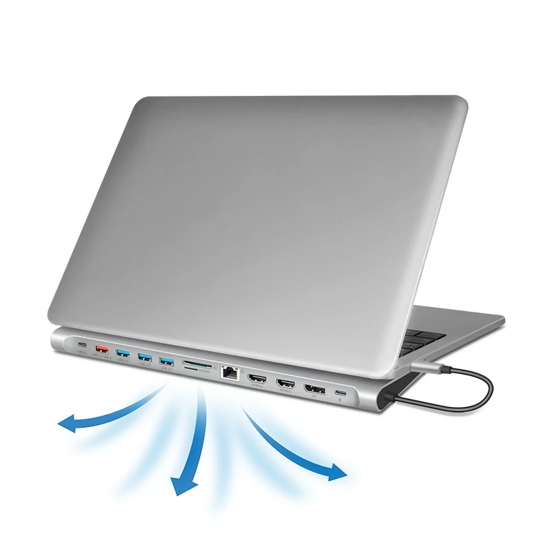USB3.2 prijungimo stotelė USB-C, 12 prievadų, PD