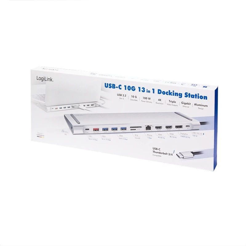 USB3.2 prijungimo stotelė USB-C, 12 prievadų, PD