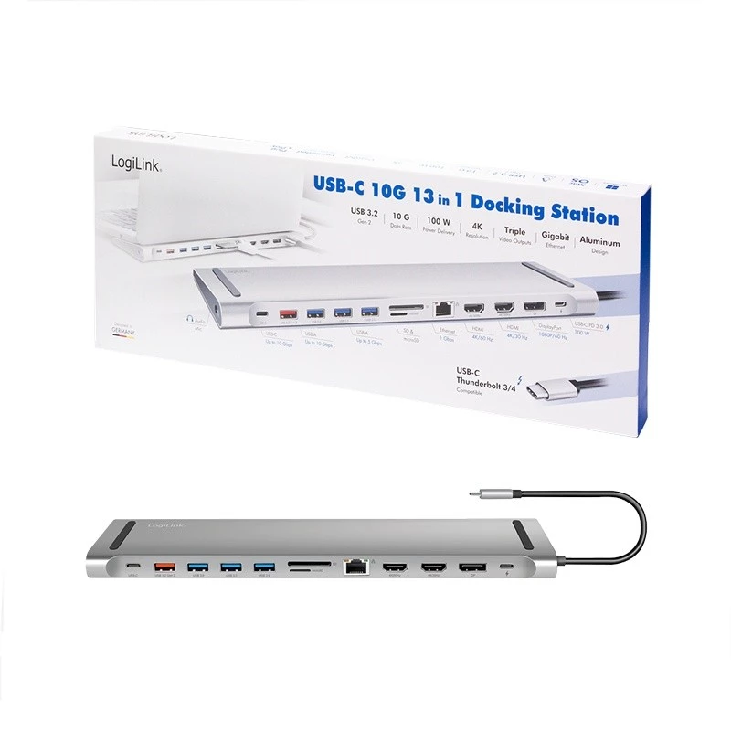 USB3.2 prijungimo stotelė USB-C, 12 prievadų, PD