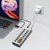 Hub USB3.2 Gen1 10 prievadų USB-A/C, įjungimo/išjungimo jungiklis