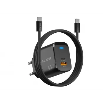 Sieninis įkroviklis USB-A USB-C PD 45W + kabelis