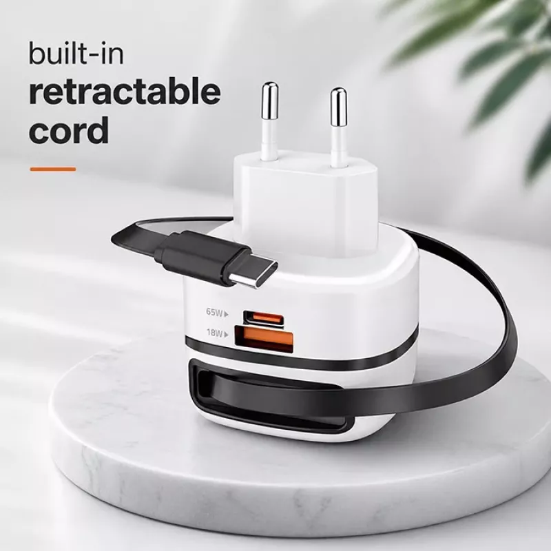 USB-C įkroviklis 65W GaN PPS 5V 20V 3A 3.25A