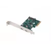 PCI EXPRESS X1 tinklo kortelė -> 2X USB-C 3.2 GEN 2X1 LED žemo profilio