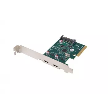 PCI EXPRESS X1 tinklo kortelė -> 2X USB-C 3.2 GEN 2X1 LED žemo profilio