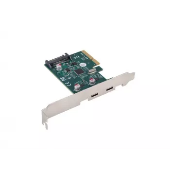 PCI EXPRESS X1 tinklo kortelė -> 2X USB-C 3.2 GEN 2X1 LED žemo profilio
