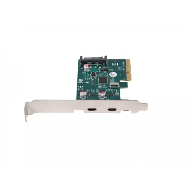 PCI EXPRESS X1 tinklo kortelė -> 2X USB-C 3.2 GEN 2X1 LED žemo profilio